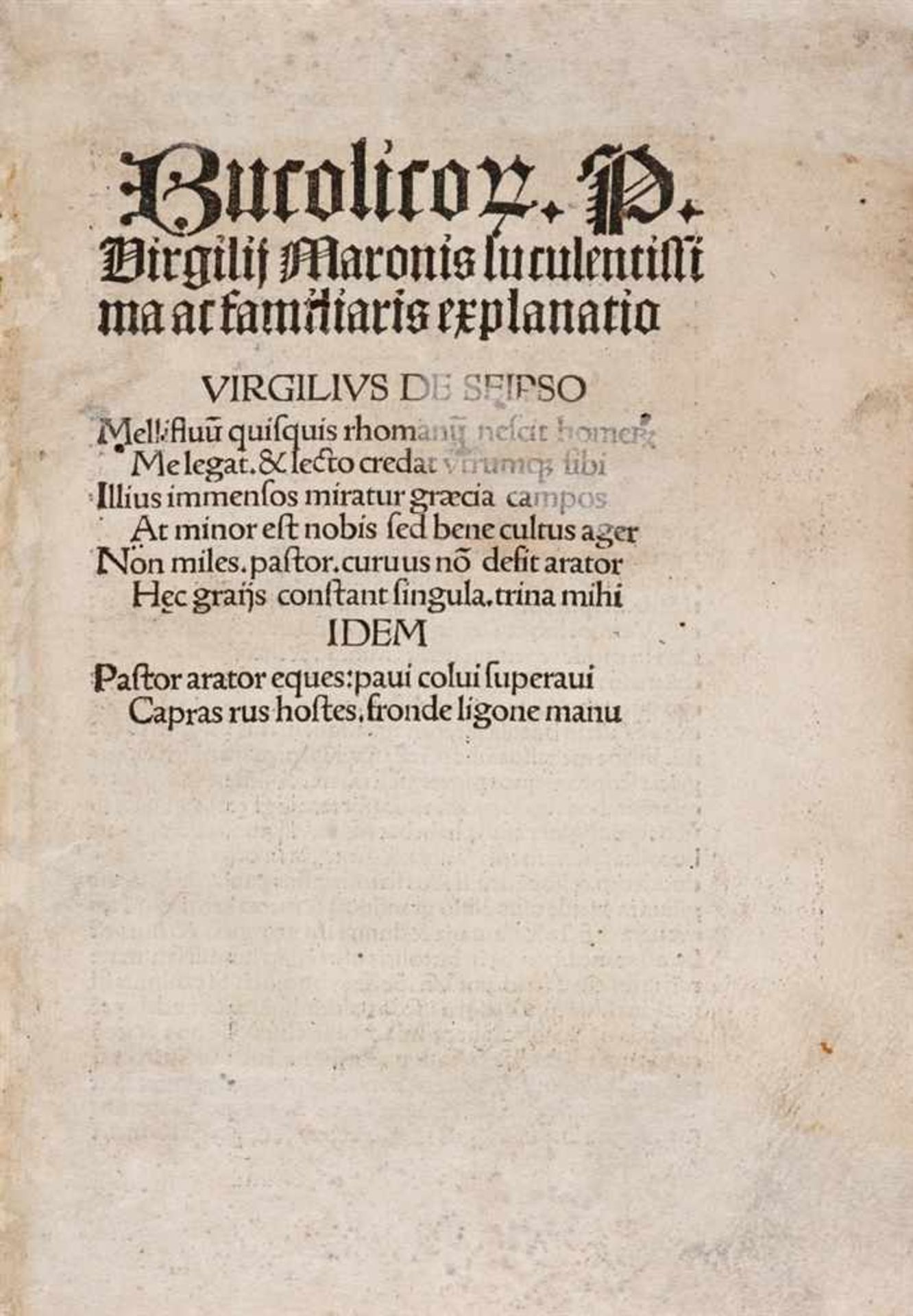 Vergilius Maro, Publius. - 3 kommentierte Werkausgaben in 1 Bd. Köln: Heinrich Quentell 1499. 19,5 x