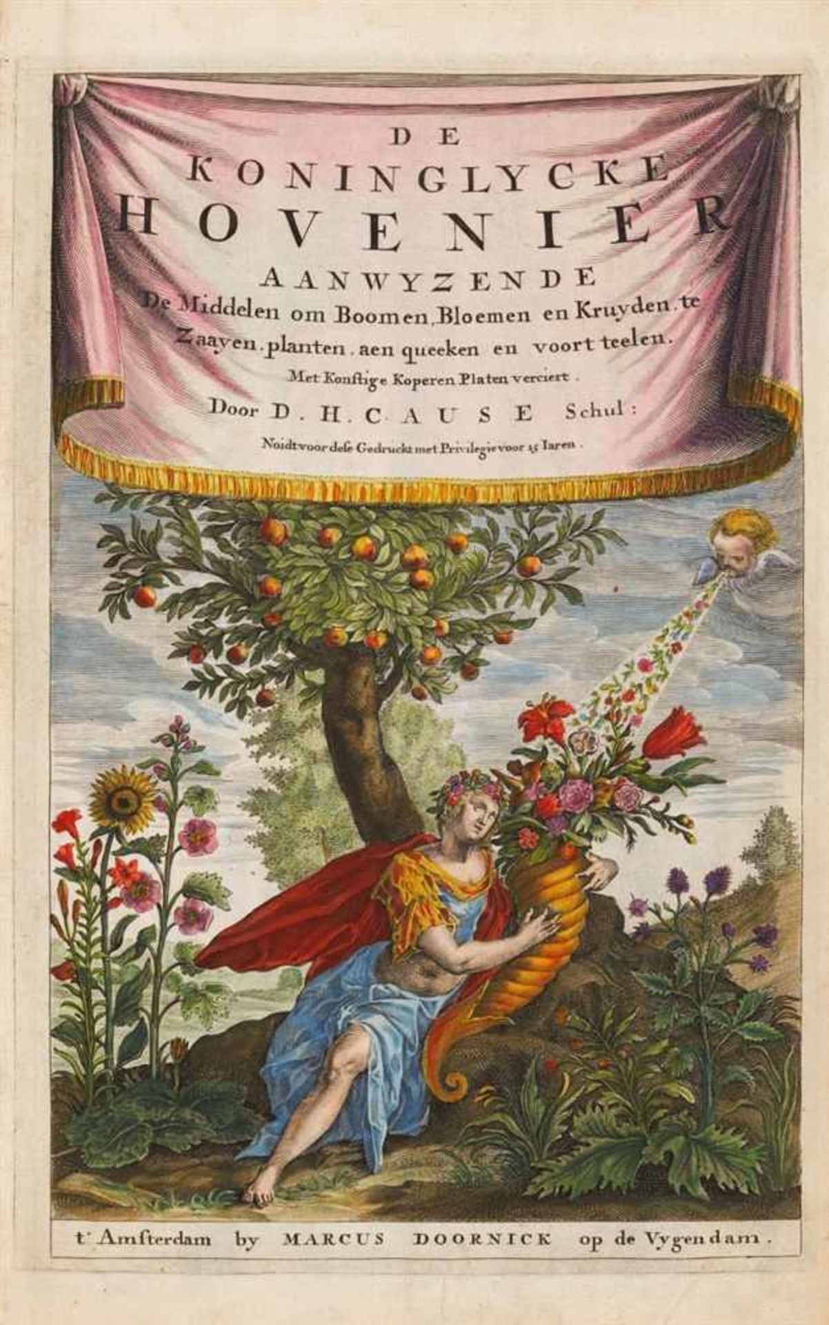 Causé, Hendrik: De koninglycke hovenier aanwyzende de middelen om boomen, bloemen en kruydrn te