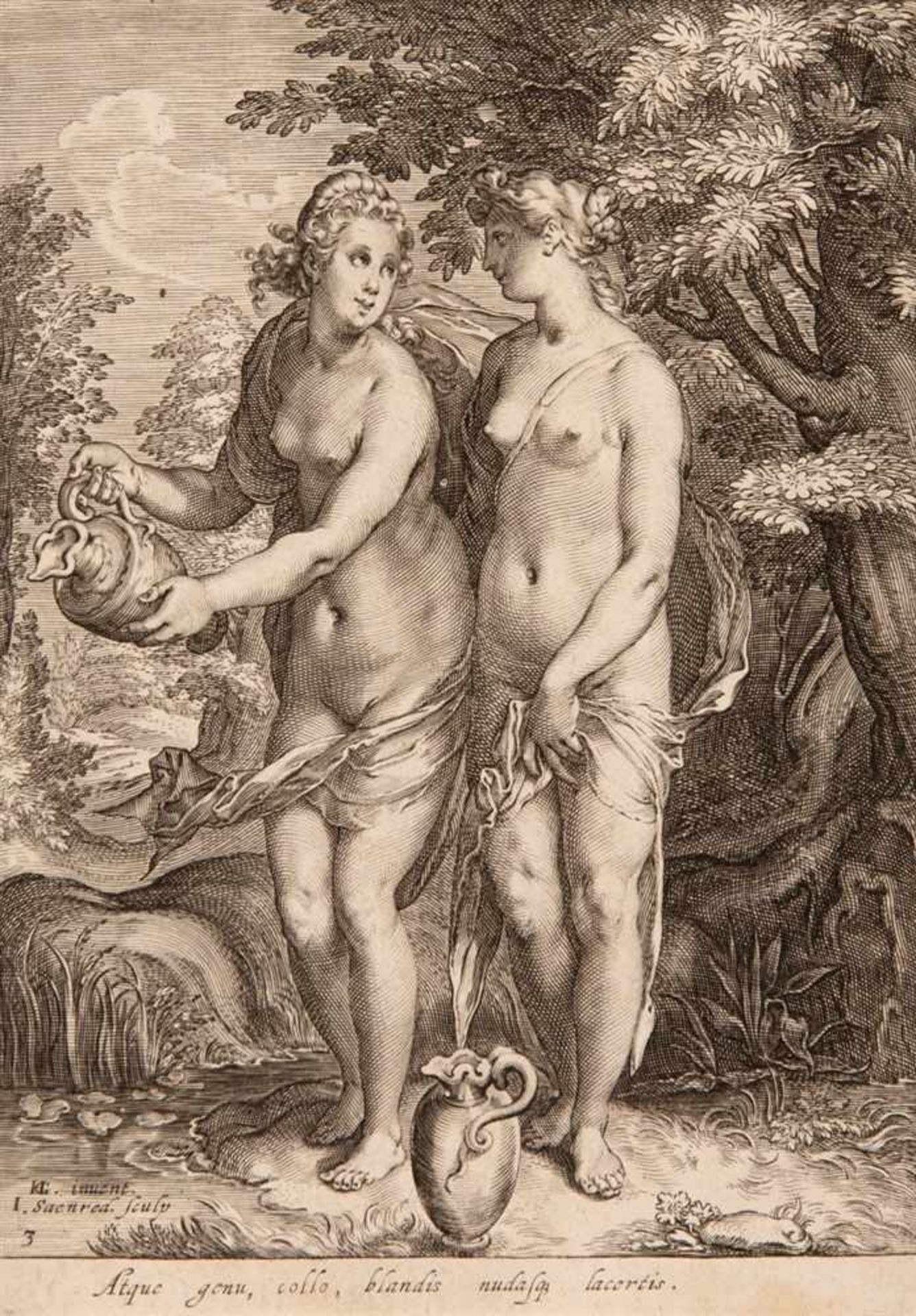 HENDRICK GOLTZIUSMühlbrecht 1558 - 1617 Haarlem Die Nymphen der Diana. Um 1664. 3 Blatt Kupferstiche