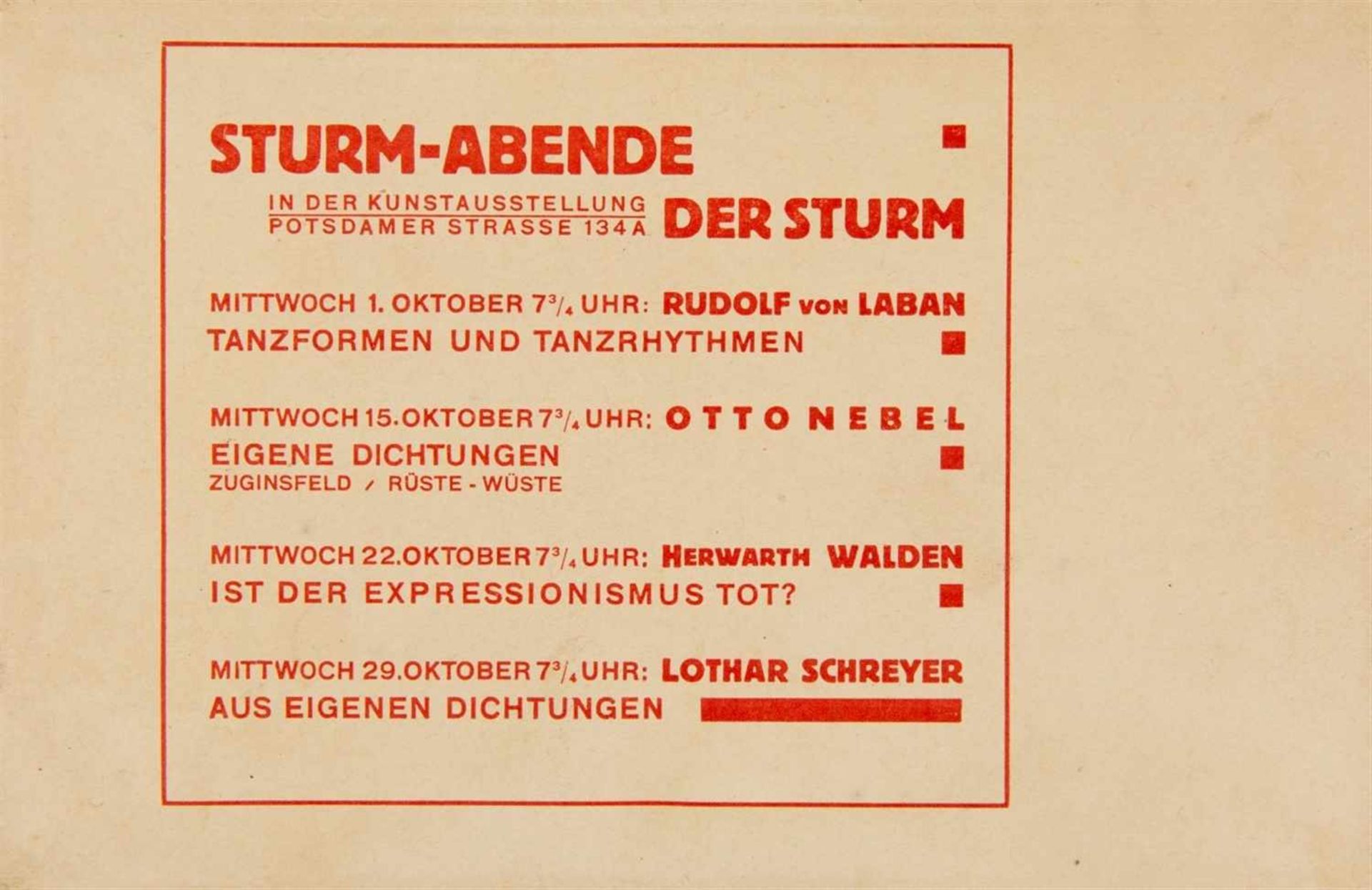 DER STURM2 Einladungskarten der 'Kunstausstellung Der Sturm', Berlin [1924]. [Hrsg. von Herwarth - Bild 2 aus 2