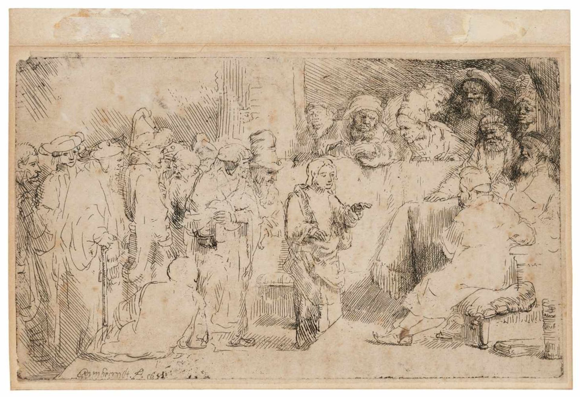 REMBRANDT HARMENSZ. VAN RIJNLeiden 1606 - 1669 AmsterdamChristus unter den Schriftgelehrten. 1652.