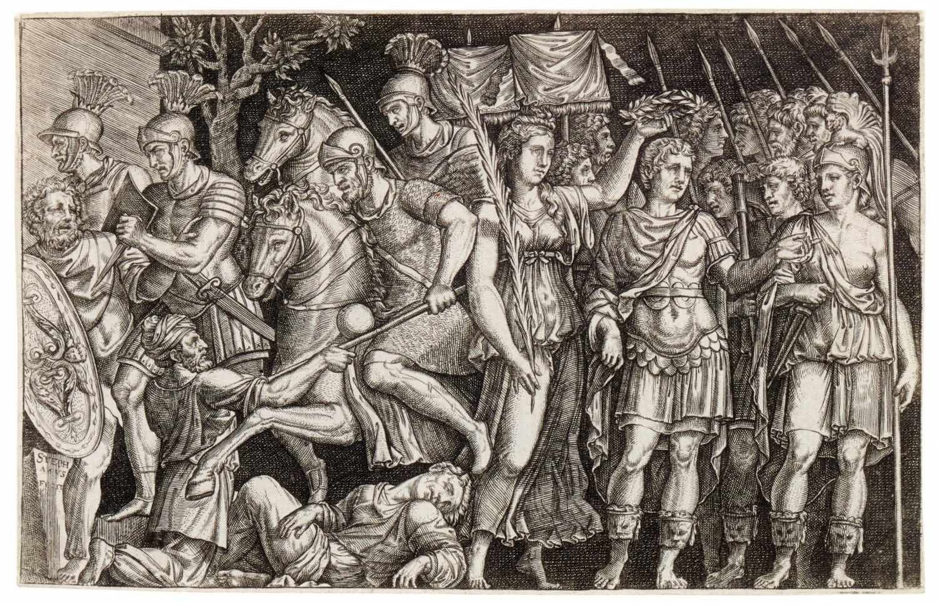 ETIENNE DELAUNE Paris? 1518 o. 1519 - 1583 Paris Trajan, von Viktoria gekrönt / Trajan bekämpft