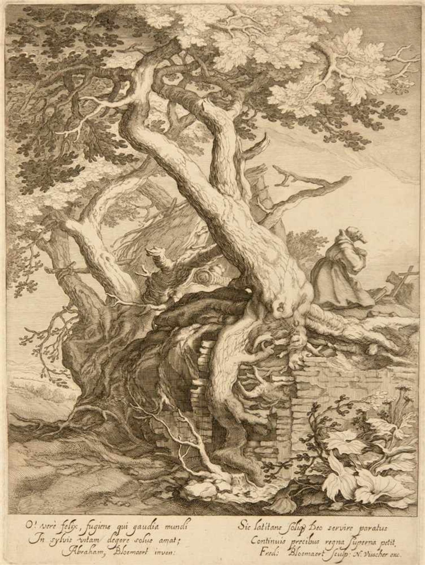 ABRAHAM BLOEMAERT, NACHDordrecht 1564 - 1651 Utrecht Landschaft mit betendem Eremiten neben einer