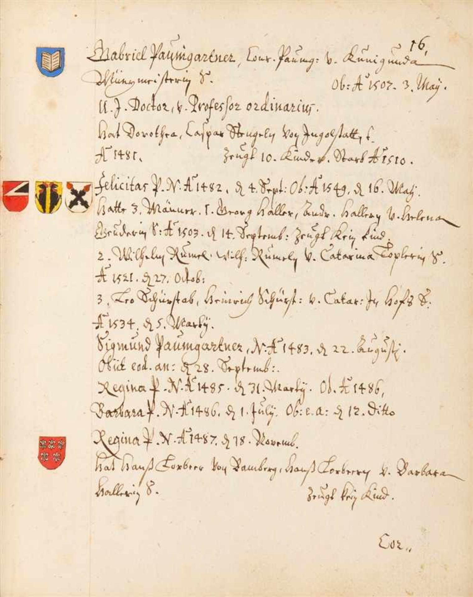 Nürnberger Patriziergeschlechter. Genealogisch-heraldische Handschrift. Süddeutschland, um 1683.