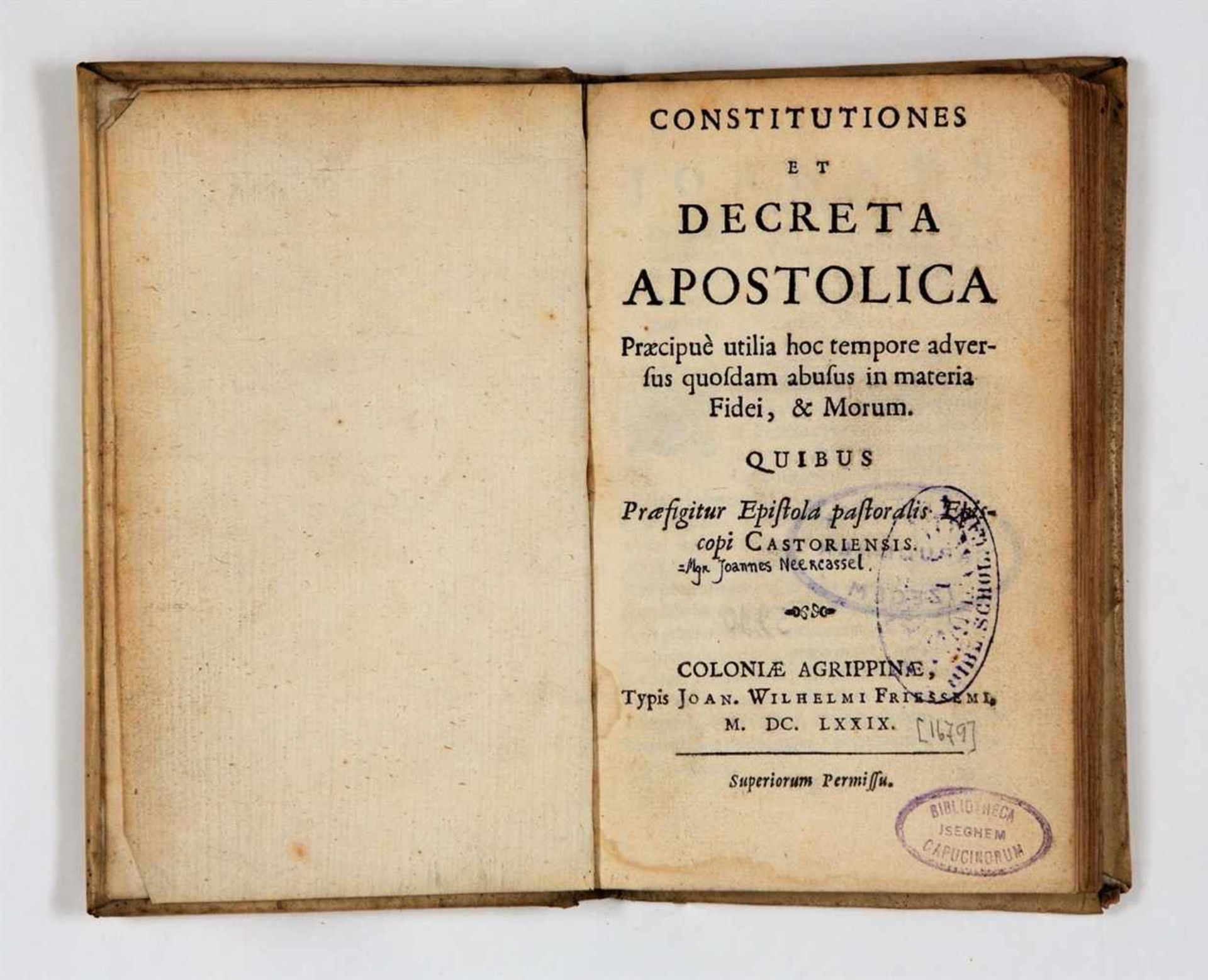 (Neercassel, Johannes Baptista van): Constitutiones et decreta apostolica praecipuè utilia hoc