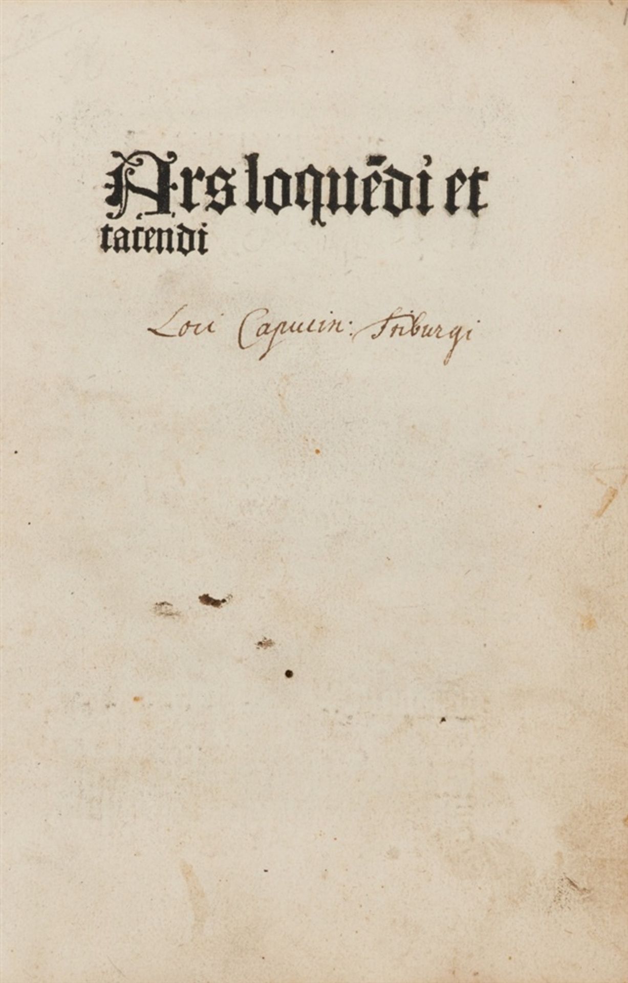 Albertanus Causidicus Brixiensis: De arte loquendi et tacendi. Köln: [Heinrich Quentell] 1497. 20, - Image 2 of 2