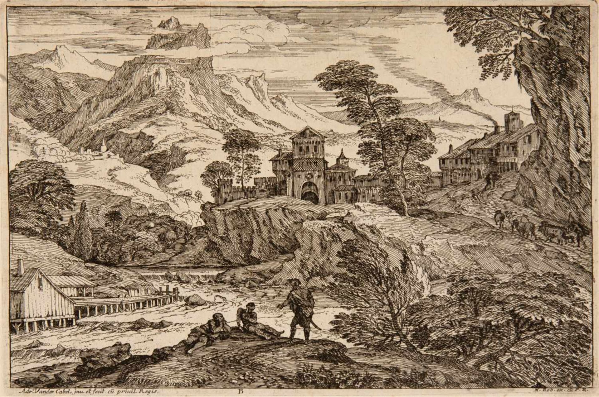 ADRIAN VAN DER CABELRyswyk 1631 - 1705 Lyon Segonds Livre de Paisages du Sr. Vendrecable. Folge - Image 2 of 6