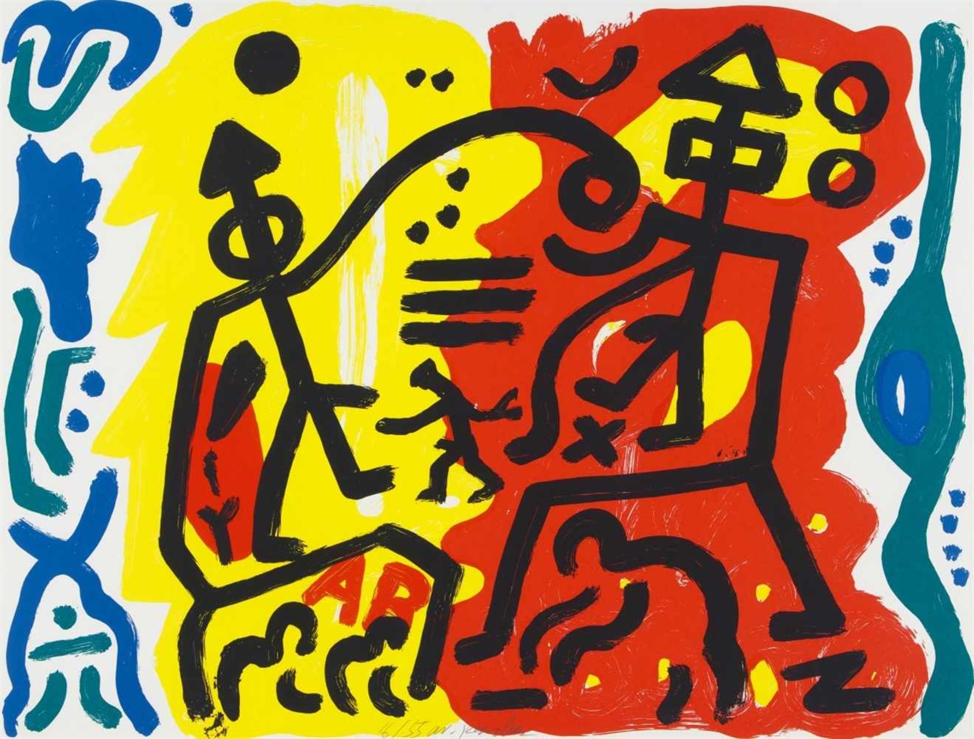 A. R. PENCK 1939 - 2017OHNE TITELFarbserigraphie auf Velin. Signiert und nummeriert. Ex. 16/55. 85 x