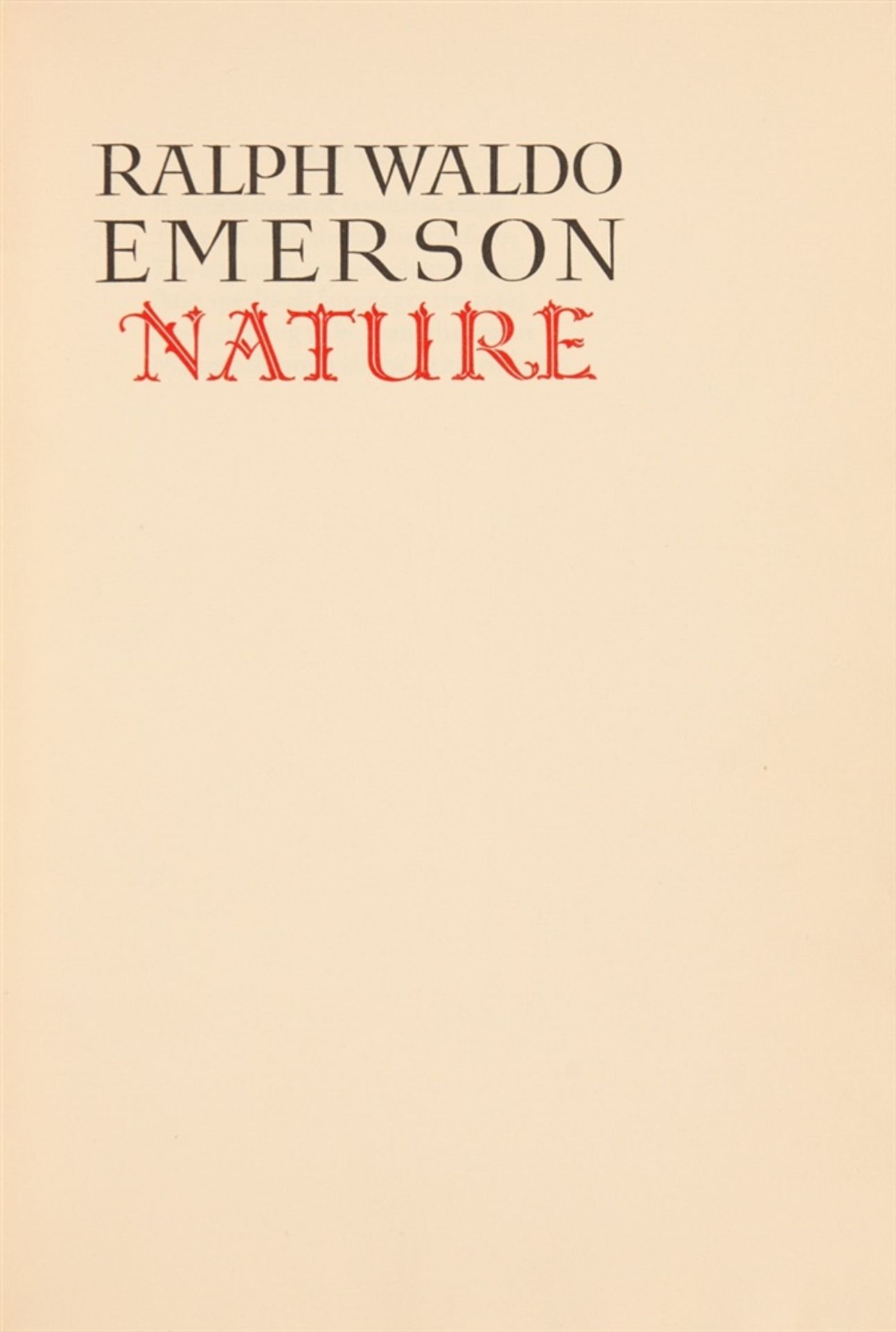 EMERSON, RALPH WALDONature. München: Bremer Presse 1929. 27,7 x 19 cm. Titel und 8 zweifarbige - Bild 2 aus 2