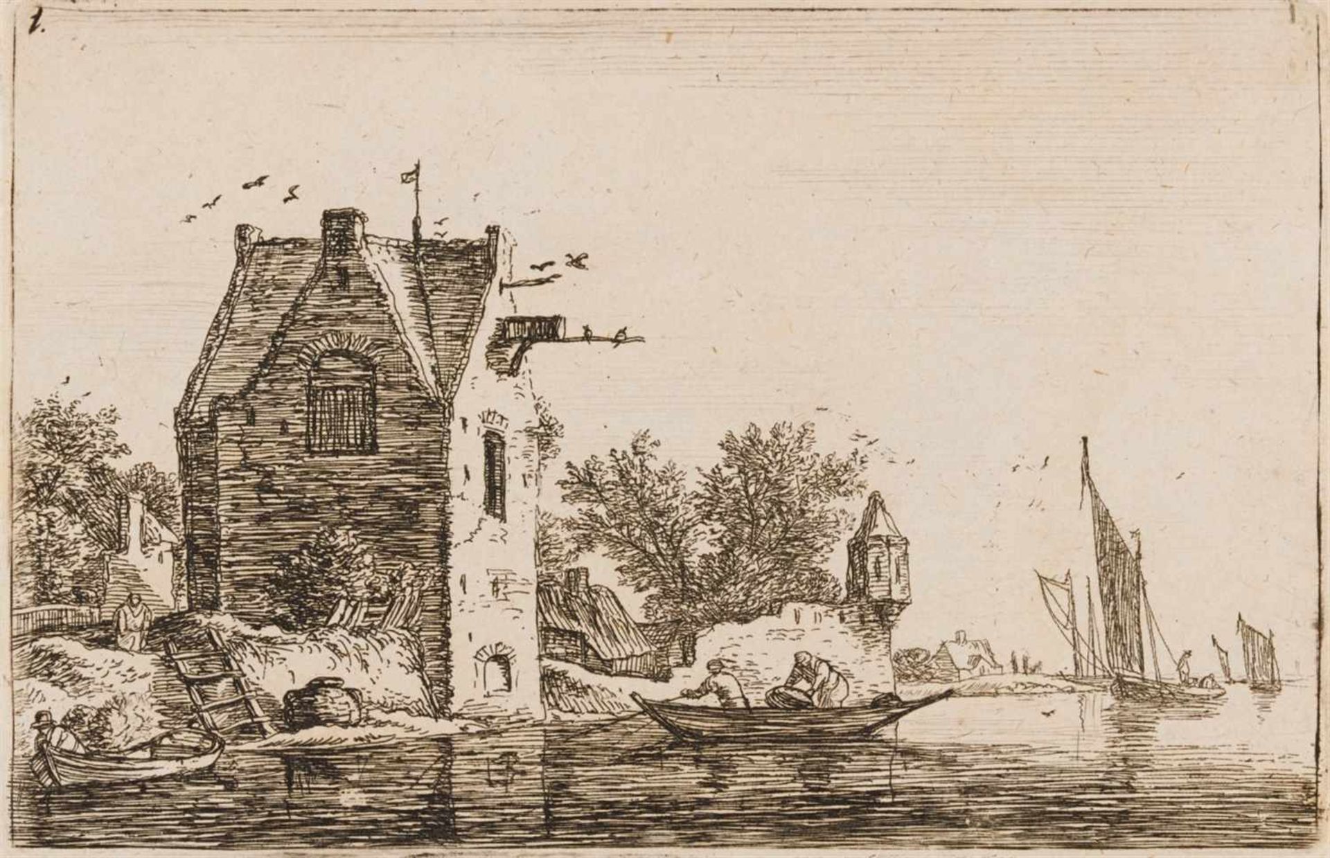 ANTONIE WATERLOOLille 1609 - 1690 Utrecht Landschaften.Komplette Folge von 12 Blatt Radierungen - Bild 8 aus 9