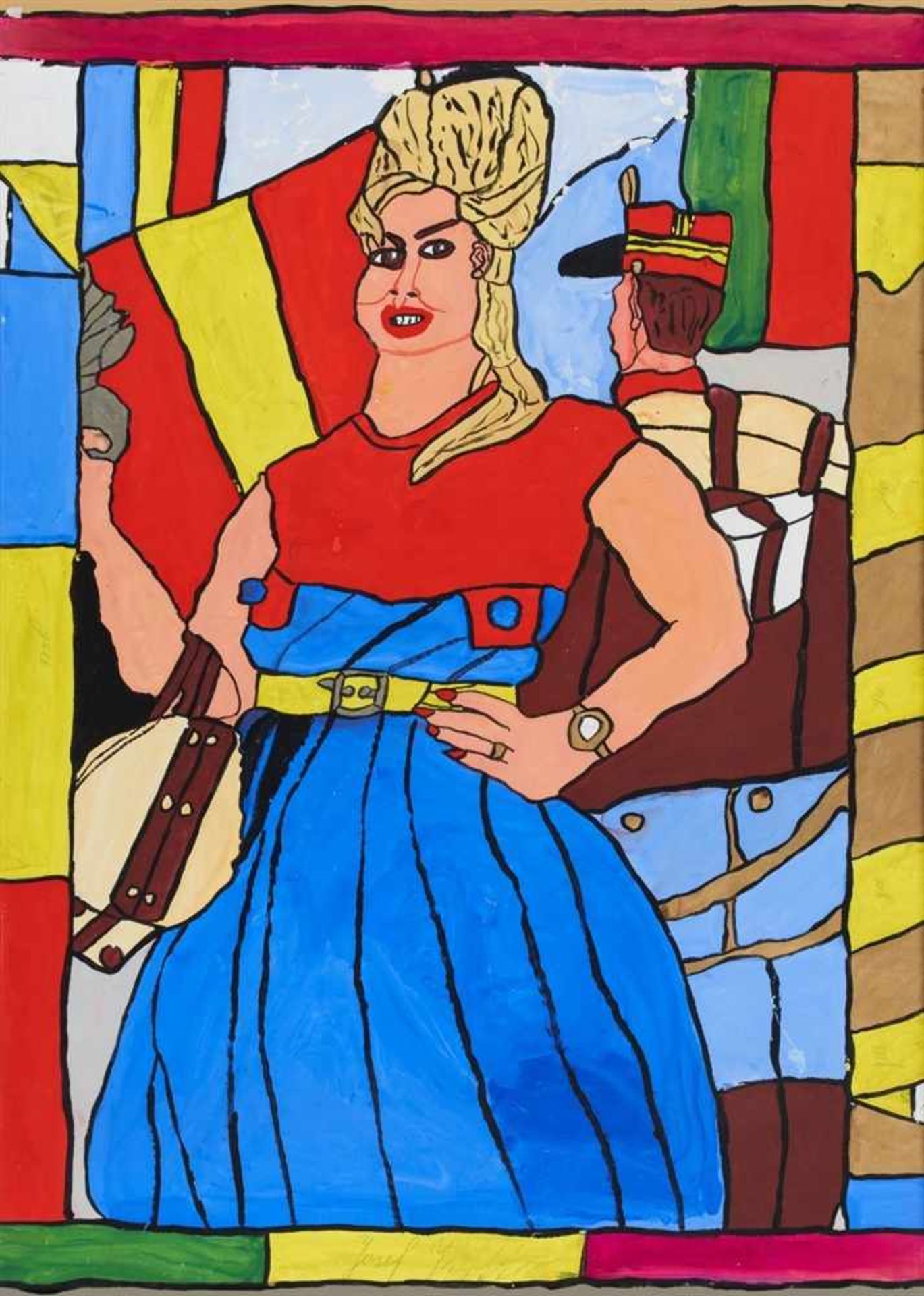 JOSEF WITTLICH 1903 - 1982OHNE TITEL (FRAU UND SOLDAT)Gouache auf Papier. Signiert. Ca. 100 x 72