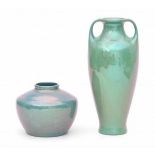 Kunstaardewerkfabriek St. Lukas Two lustre glazed ceramic vases, modelnumbers 133 (with handles) and