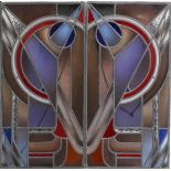 Amsterdamse SchoolTwo partly stained and leaded glass panels with mirrored pattern, circa 1930, some