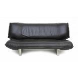 Jan Armgardt (1947)A two-seater sofa, model Tango, upholstered in black leather, on grey lacquered
