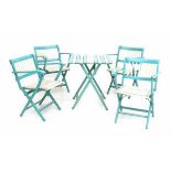 Fratelli ReguittiAn Italian green and white lacquered wooden foldable garden set comprising four