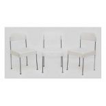 Enzo Mari (1932)Three white plastic "Box" chairs on grey metal feet, produced by Aleph, Italy,