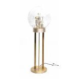 Doria LeuchtenA partly gold-coloured anodized aluminium floorlamp with glass shade, Sputnik style,