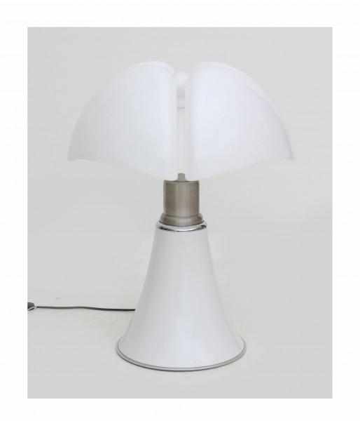 Gae Aulenti (1927-2012)A partly white lacquered metal Pipistrello table lamp with white lucite