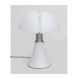 Gae Aulenti (1927-2012)A partly white lacquered metal Pipistrello table lamp with white lucite