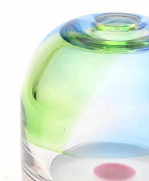 Siem van der Marel (1944)A cylindrical clear, green, pink and blue glass serica vase with rounded - Image 2 of 3