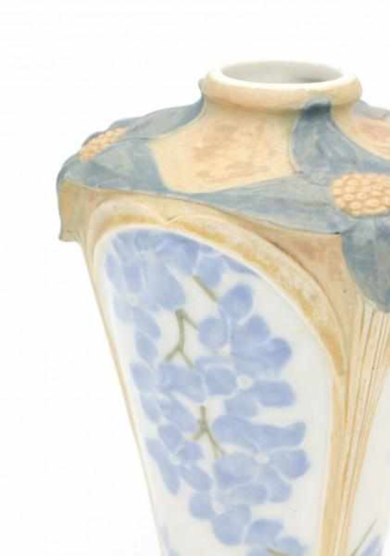Louis Lourioux, FranceA partly glazed moulded porcelain vase decorated with Art Nouveau floral - Bild 2 aus 3