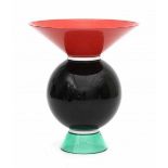 Ettore Sottsass (1917-2007)A glass bowl on foot in red, white, black and green, model Yemen,
