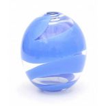 Cees Dam (1932)An oviform clear and blue glass Serica vase, produced by Royal Leerdam, signed and