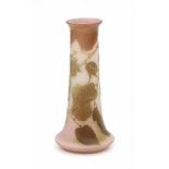 Emile Gallé (1846-1904)A cameoglass vase with green floral pattern on a pink ground, marked with