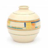 Potterie Kennemerland, VelsenA ceramic vase with geometrical pattern against a cream ground,