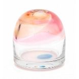 Siem van der Marel (1944)A cylindrical clear, pink and blue glass serica vase with rounded top,