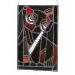Amsterdamse SchoolA partly stained and leaded glass panel depicting a stylized owl, circa 1930,