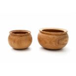 Maria van Kesteren (1933-2020)Two turned wooden bowls, the largest with label, the smaller one