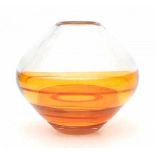 Floris Meydam (1919-2011)An orange and clear glass vase, unique piece, produced by Neil Wilkin,