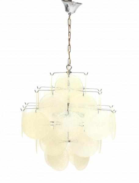 SeventiesTwo chromium plated metal hanging lamps with acrylic discs in the style of Kalmar, 1970s, - Image 2 of 2