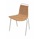 Poul Kjaerholm (1929-1980)A PK 1 chromium plated tubular metal chair with cane wickered seat,