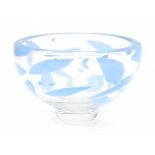 Cees Dam (1932)A clear and blue glass Leerdam Unica bowl, produced by Royal Leerdam, signed
