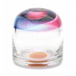 Siem van der Marel (1944)A cylindrical clear, orange, pink and purple glass Serica vase with rounded