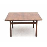 Bruksbo, NorwayA square section rosewood veneered coffee table, 1960s, slightly illegible braised