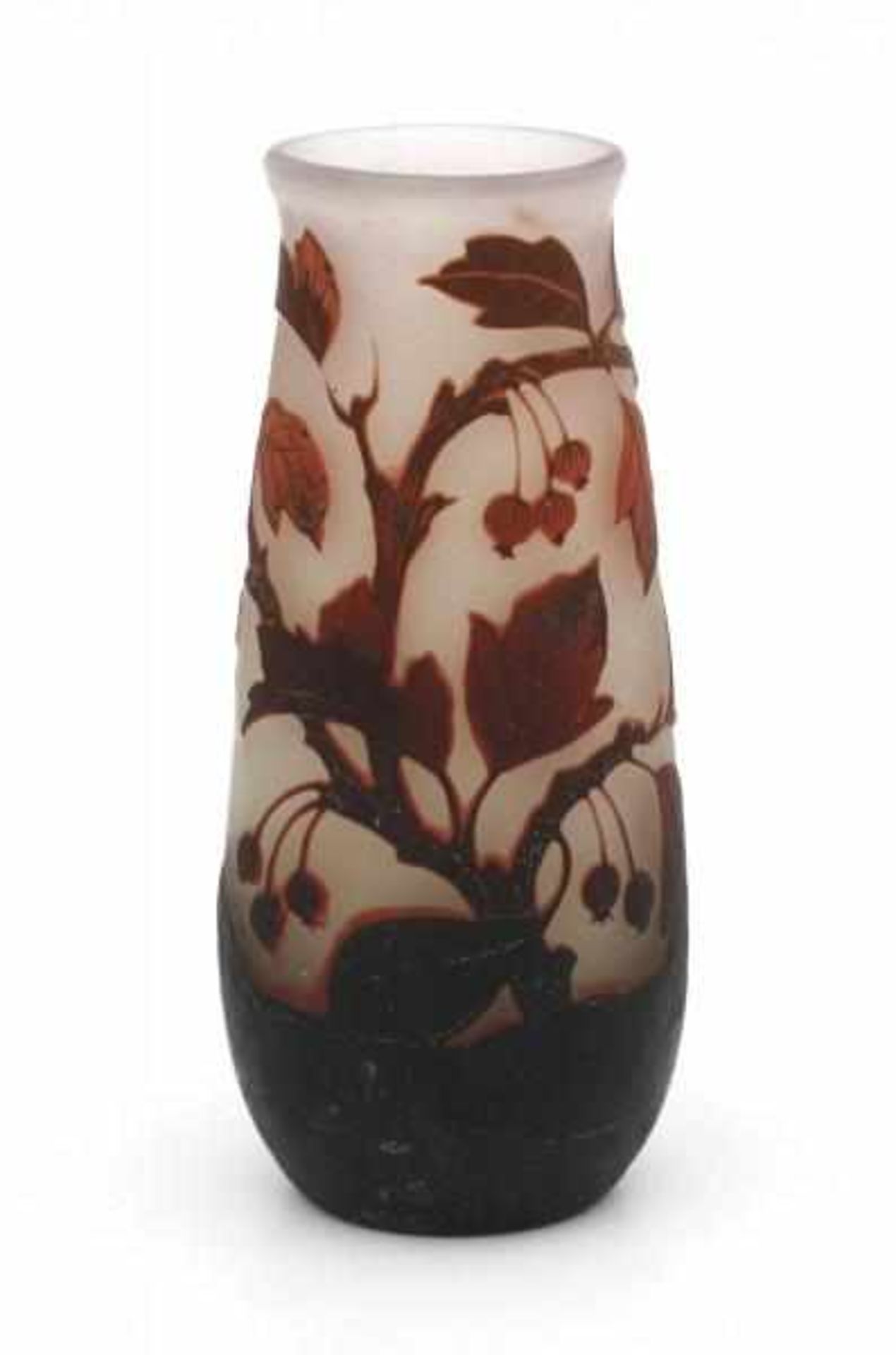 Arsall (Vereinigte Lausitzer Glaswerke)A cameoglass vase with brown floral pattern on a frosted