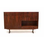 TopformA rosewood veneered highboard with two cupboard doors, two drawers, an open compartment and a