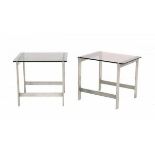 Jan Verhoeven (1931-2019)Two rectangular section metal occasional tables with smoke glass tops (