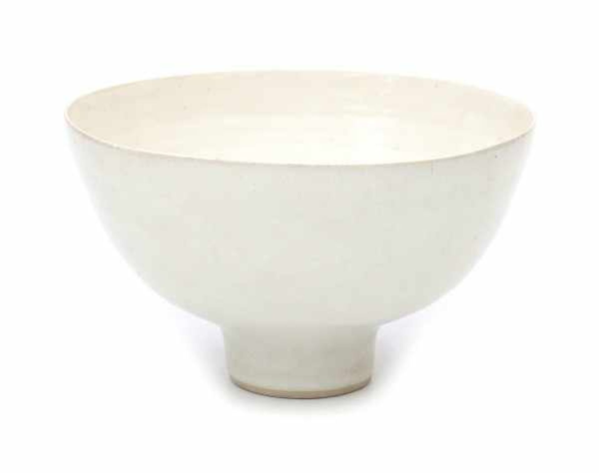 Lucie Rie (1902-1995)A white glazed stoneware bowl with unglazed base rim, with impressed artist's