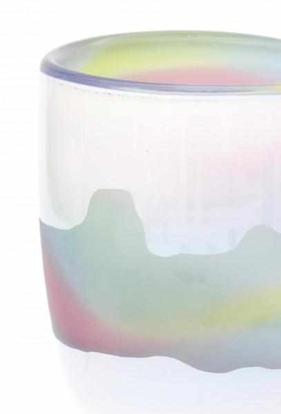 Siem van der Marel (1944)A pink, blue and yellow glass Leerdam Unica vase on disc shaped base, - Image 2 of 3