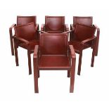 Jacques Toussaint & Patrizia AngeloniSix red leather 'Golfo dei Poeti' armchairs, produced by Matteo