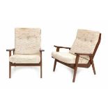 Rob Parry (1925)A pair of teak easy chairs, model 1611, produced by Gelderland, designed 1952,