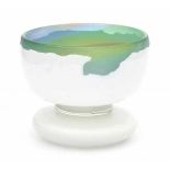 Siem van der Marel (1944)A pink, blue, green and yellow glass Leerdam Unica bowl on disc shaped