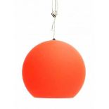 Tom Dixon (1959)A globular plastic Fluoro hanging lamp, produced in fluorescent orange colour.40 cm.
