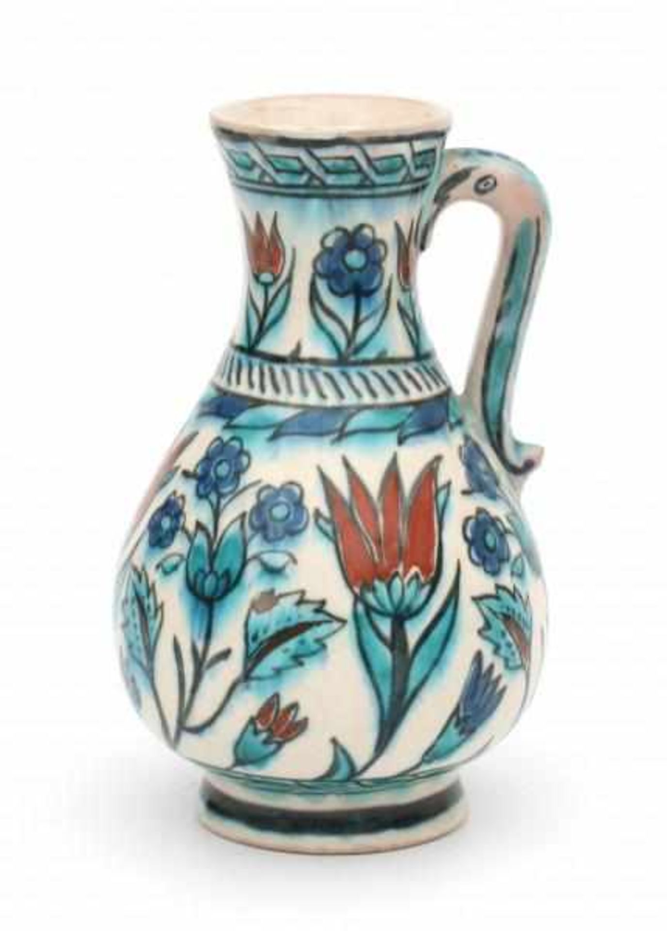 De Porceleyne Fles, DelftAn Iznik-inspired decorated ceramic vase with handle, 1931, signed