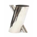 Mario Botta (1943)A stainless steel Tronco vase, produced by Alessi, Italy, 2002, marked