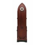 Amsterdamse SchoolA mahogany-stained wooden longcase clock with parabola shaped top, the dial inlaid